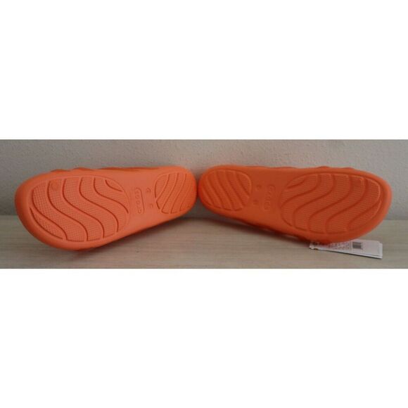 Crocs 208537-83I Women's Sz 9 Persimmon Orange Splash Glossy Strappy Slides - Picture 3 of 10